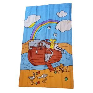 Vintage Noah's Ark Decorative Colorful Garden‎ Flag Wall Tapestry 48"x28" EUC